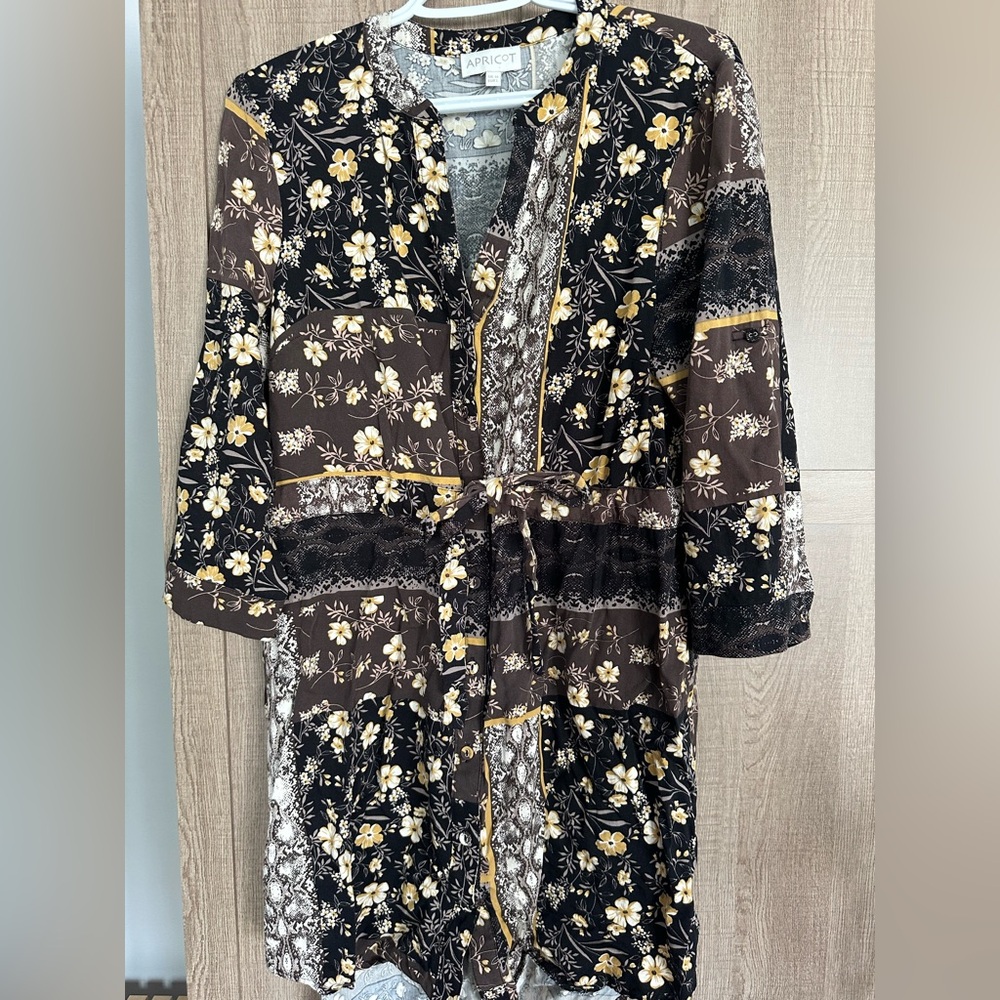 APRICOT Floral Patchwork Trench Coat - Black, Brown, Cream